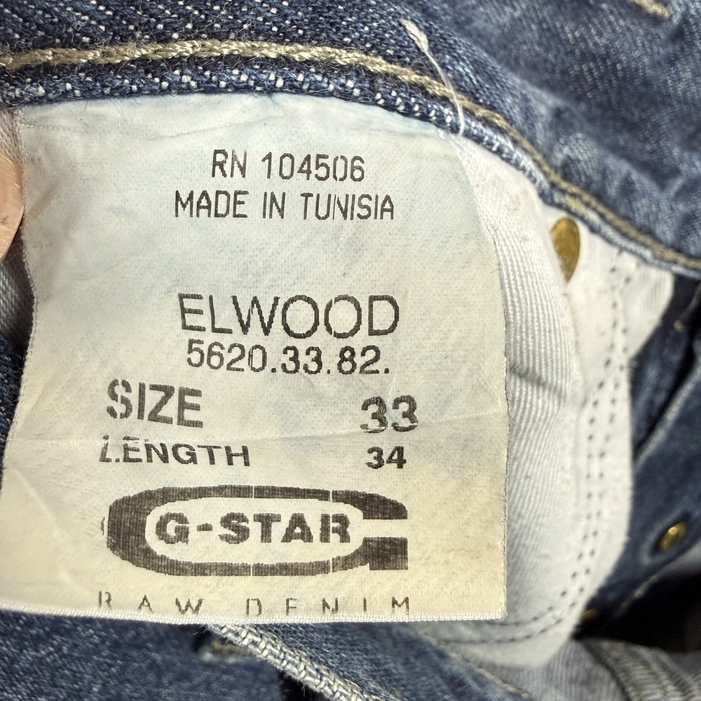 G Star RAW Jeans Men 33x34 Blue Elwood Relaxed Baggy Fit Double Knee Heavy Denim - Picture 6 of 8
